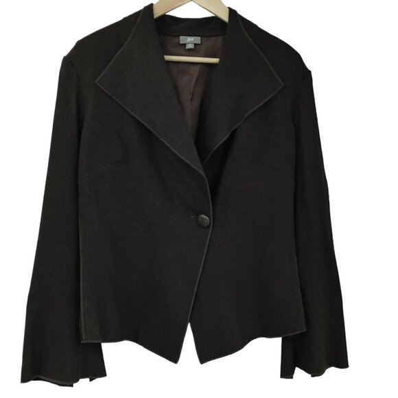 J Jill Asymmetrical Unstructured Lagonlook Wool Blend Jacket Size 8 Brown Lined - Picture 1 of 15